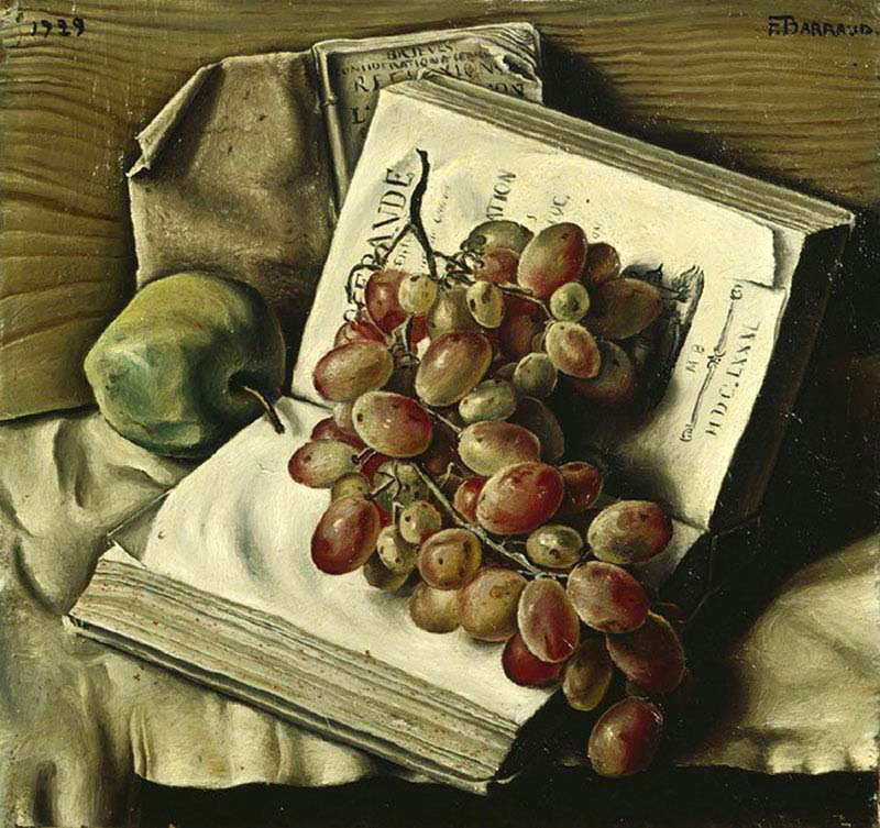 Still-life Grapes-Apples and the Two Books 
